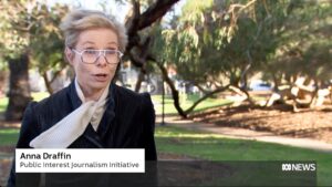 Public Interest Journalism Inititiative CEO Anna Draffin speaking on ABC News